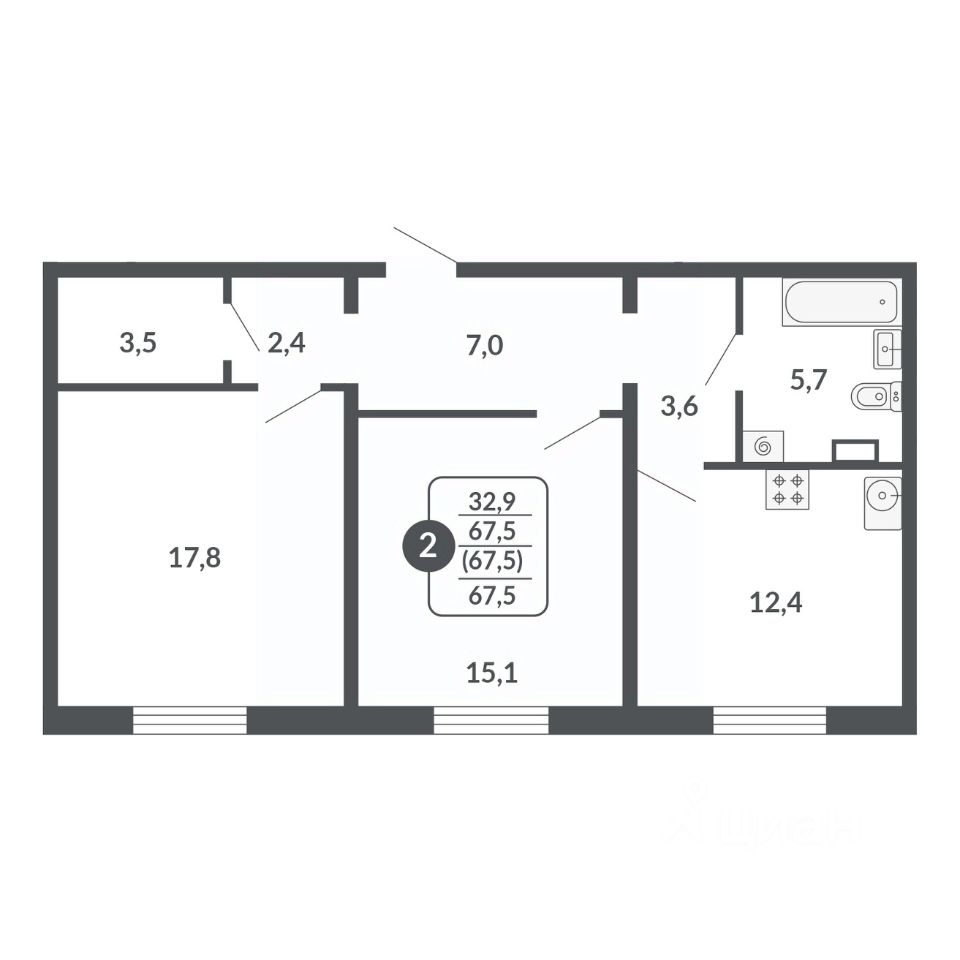 планировка квартиры 68 м2